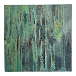 Turquoise Rain Painting - Oil on Canvas For Sale