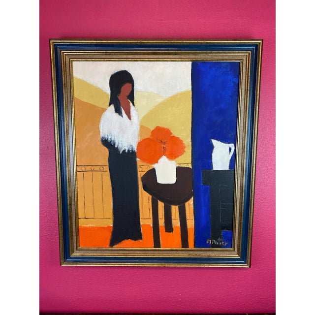 Original Maurice Potier Oil on Canvas | Signed French Contemporary Portrait Painting, Circa 1991 For Sale - Image 6 of 12