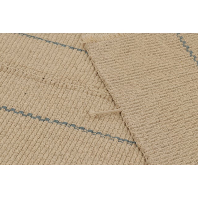Goldenrod Rug & Kilim Contemporary Rez Kilim Flatweave Rug With Blue & Brown Stripes For Sale - Image 8 of 10