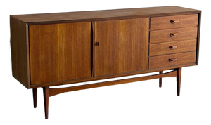 Teak Credenza Sideboard Wooden Storage Cabinet Denmark 1960s