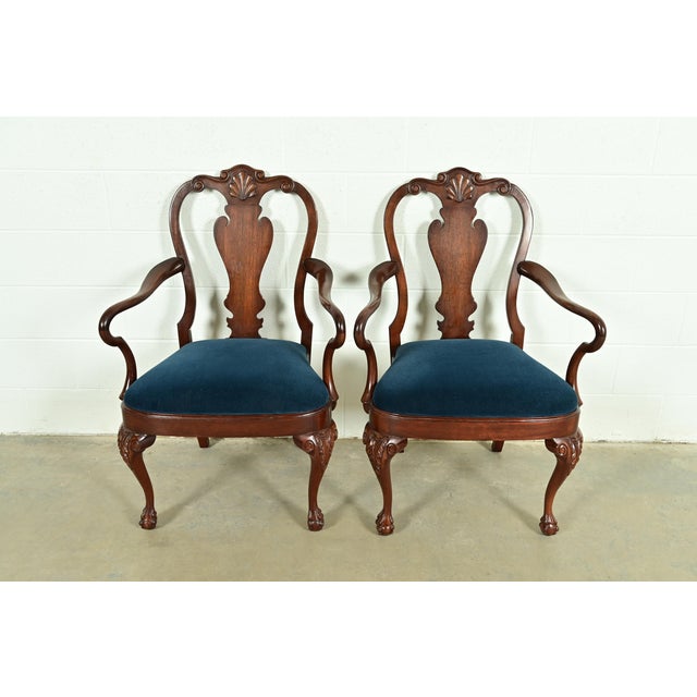An outstanding pair of Chippendale or Georgian style armchairs or dining captain chairs By Smith & Watson USA, Circa...