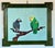 Charming Parrot painting on board in wonderful green frame. I love the parrots perched on a tree limb and set against a...