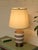 wonderfully tactile vintage table lamp with a rounded ceramic body finished in earthy brown and creamy white horizontal...