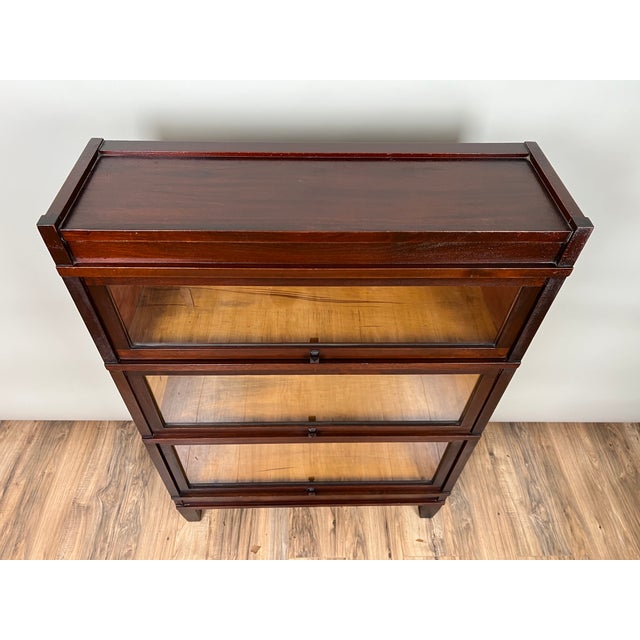 Wood Antique Globe Wernicke Mahogany Three Stack Barrister Bookcase Size D Grade 598 1/2 C. 1930 For Sale - Image 7 of 9