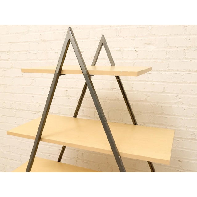 Wood Late 20th Century Modern a-Frame Wood & Metal Display Shelf For Sale - Image 7 of 9