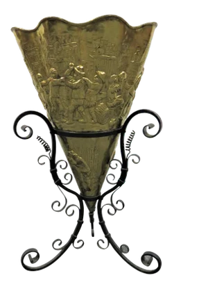 Arts & Crafts Brass & Iron Umbrella Stand