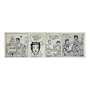 Jerry Walter & Linda WalterRare 1950s Original Syndicated Ink Drawing Cartoon Strip Susie Q Smith Comic Art, c. 1954