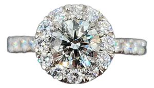 1.70 Ct Diamond Halo Ring Size 6.5