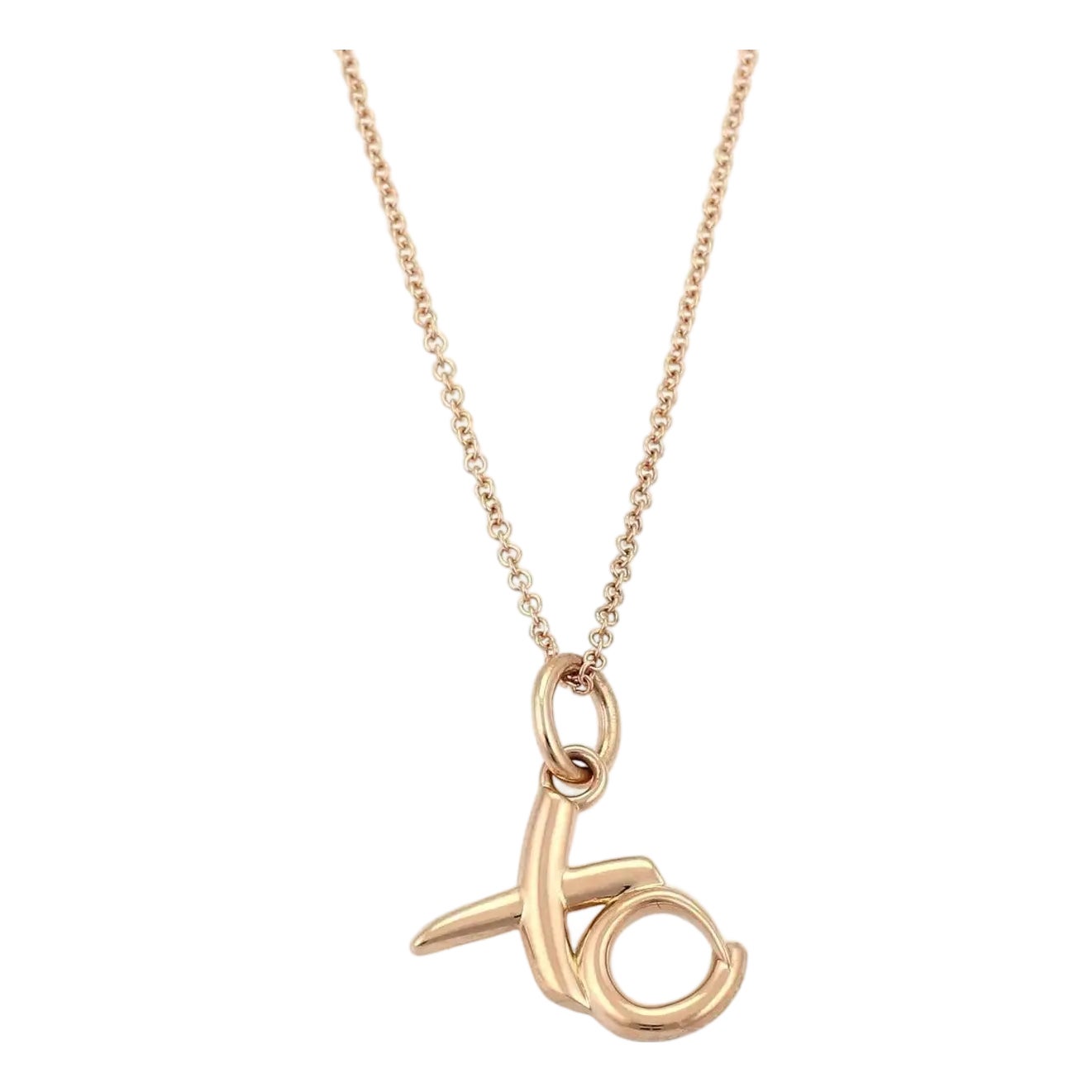 Tiffany XO Pendant Hugs Kisses in 18k Rose Gold Necklace