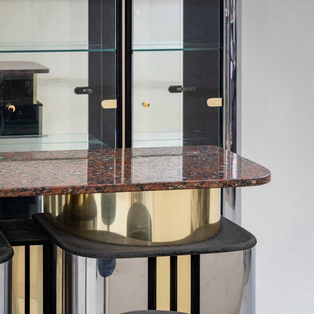 Hollywood Regency Bar with Counter, 1970s, Set of 4 For Sale - Image 4 of 16