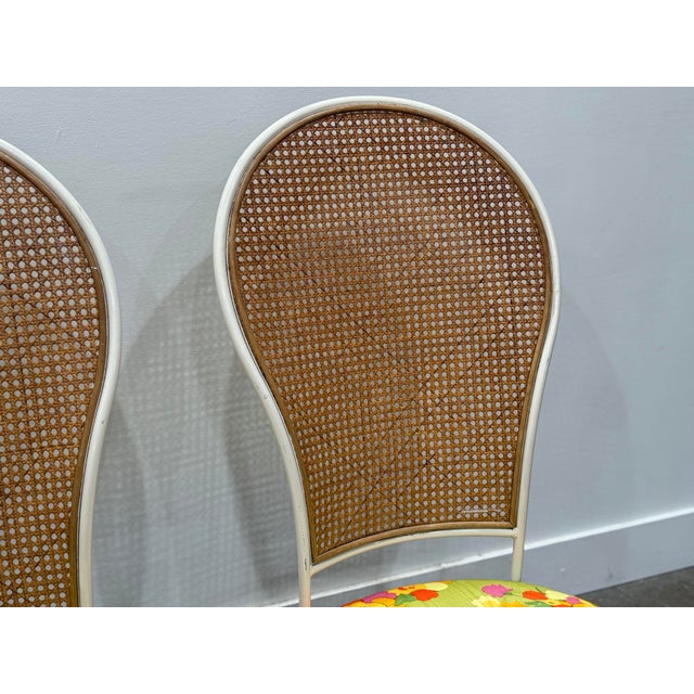 Wood 1960s Milo Baughman for Thayer Coggin - Pair Cane + Metal Peacock Chairs - Organic Modern For Sale - Image 7 of 10