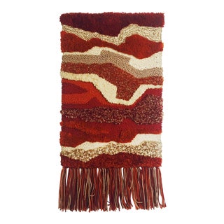 Vintage 70s Large Shag Wall Hanging For Sale