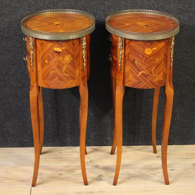 Wood 20th Century French Oval Bedside Tables, 1950s, Set of 2 For Sale - Image 7 of 13