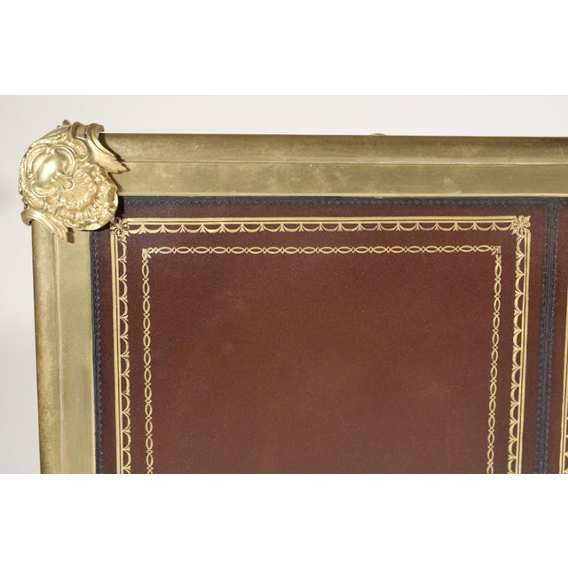 Antique Louis XV Style King Wood and Tulip Wood Bronze Mounted Leather Top Desk For Sale In Los Angeles - Image 6 of 12