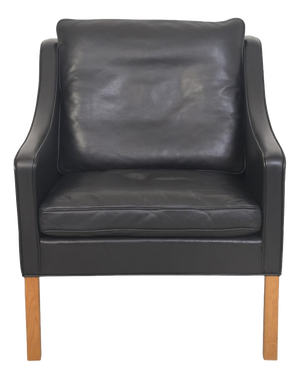 Model 2207 Lounge Chair in Black Leather Børge Mogensen, 1980s
