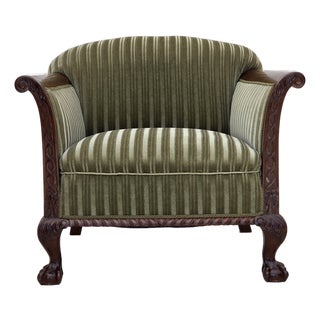 Danish Armchair in Furniture Velour and Teak Wood, 1950s For Sale
