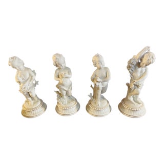 Neoclassical Putti Four Season Figures in White Alabaster Finish Setof 4 For Sale