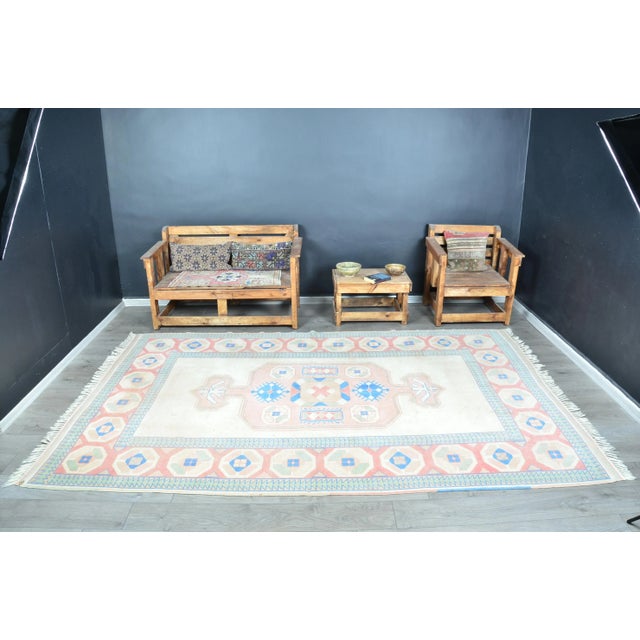 1960s Vintage Hand Knotted Wool Area Rug For Sale - Image 11 of 11
