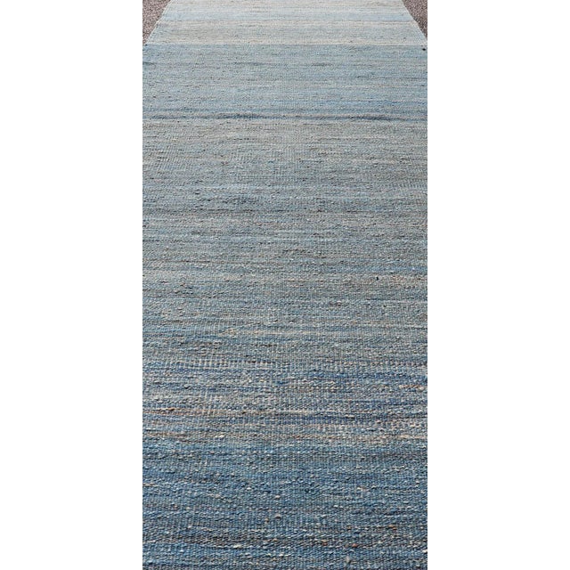 Textile 2020s Flat-Weave Runner in Modern Design in Shades of Blue, Green and Gray For Sale - Image 7 of 11