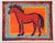 Cleo Plowden Horse Western Americana Folk Art Abstract Orange Red Turquoise Original Painting by Cleo Plowden For Sale - Image 4 of 4