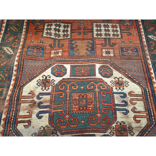Antique Karachov Kazak Area Rug, Hand-Knotted Wool, Caucasus, 1800s, 5’ x 7’ For Sale - Image 4 of 18