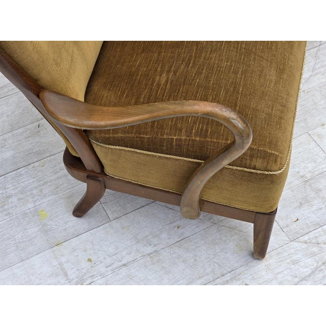 1960s Danish 2-Seater Sofa in Green Velour by Alfred Christensen for Slagelse Møbelværk, 1960s For Sale - Image 5 of 18