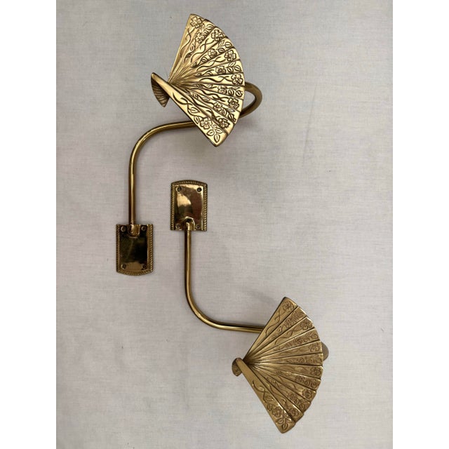 Hollywood Regency Solid Brass Curtain Tiebacks, a Pair For Sale In Houston - Image 6 of 12