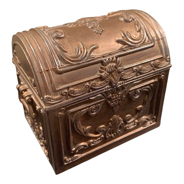 Antique Gilt Bronze Jewelry Casket Box Circa 1900 For Sale