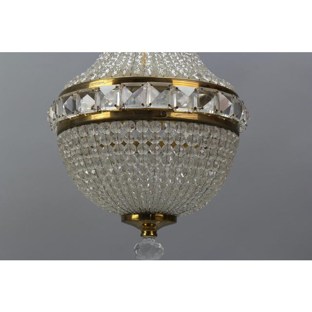 Metal Empire Czech Crystal Beaded Dome Chandelier, 1950s For Sale - Image 7 of 18