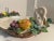 Ceramic Monumental Italian Majolica Swan Centerpiece Bowl by Abigails Italy, Hand-Painted Fruit & Faux Bois, 24 For Sale - Image 7 of 11