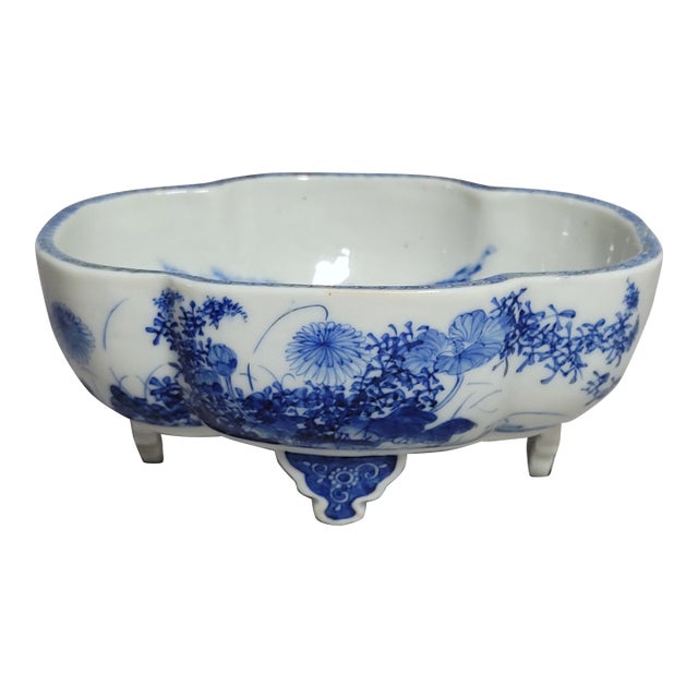 Japanese Arita Blue and White Porcelain Planter, Circa 1920 For Sale