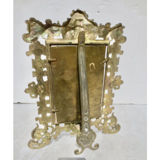 Metal Antique Brass Gothic Style Photo Frame 19th Century For Sale - Image 7 of 13