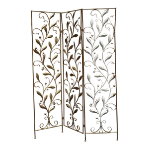 Vintage 68" Tall Floral Three Panel Metal Folding Screen