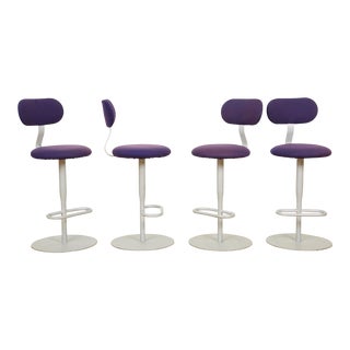 Purple Swiveling Bar Stools - Set of 4 For Sale