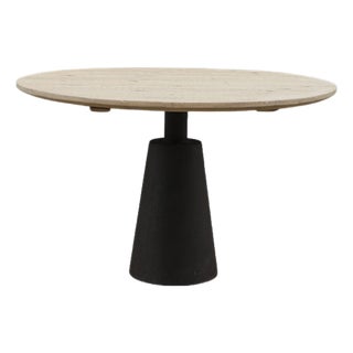 Reclaimed Pine Top, Iron Pedestal Cone Base Dining Table For Sale