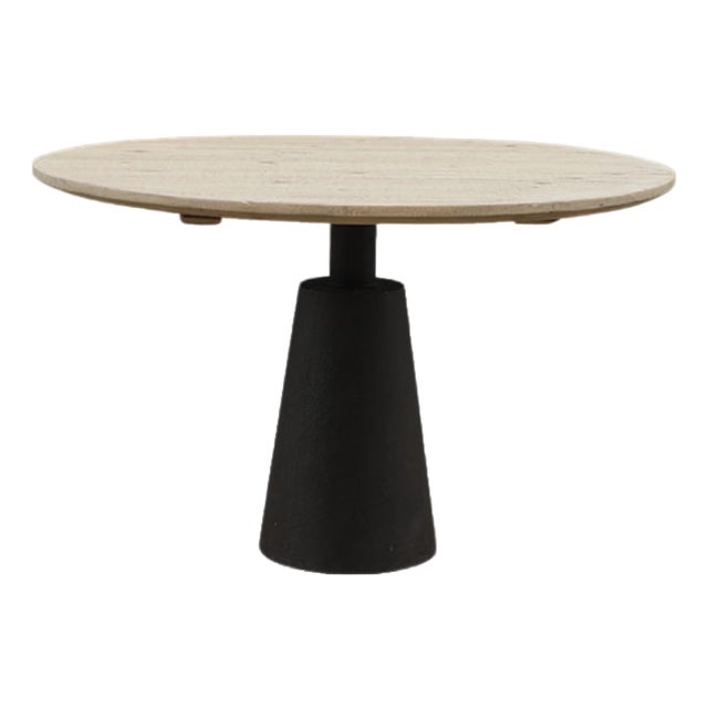 Reclaimed Pine Top, Iron Pedestal Cone Base Dining Table For Sale