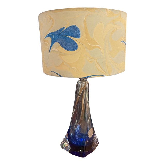 Vintage Blue Lamp from Val Saint Lambert, 1960s For Sale