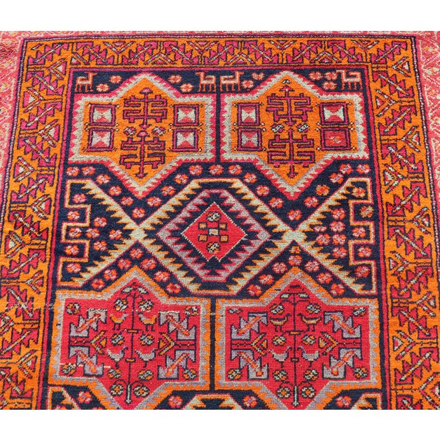 Textile Antique Hand-Knotted Karajeh Gallery Rug in Wool With All-Over Geometric Design 4'4 X 12'8 For Sale - Image 7 of 12