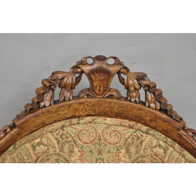 Late 19th Century Antique Eastlake Victorian Carved Burl Walnut Parlor Set Sofa & 2 Chairs - 3 PCS For Sale - Image 5 of 18