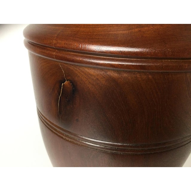 Wood Early 20th Century Large Solid Mahogany Turned Wood Floor Vase For Sale - Image 7 of 10