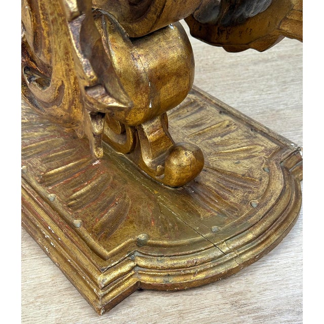 Vintage Italian Rococo Gold Giltwood Acanthus Pedestal Side Table For Sale - Image 11 of 13