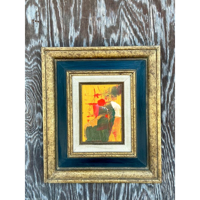 Vintage Boho Original Abstract Oil on Canvas For Sale - Image 4 of 5