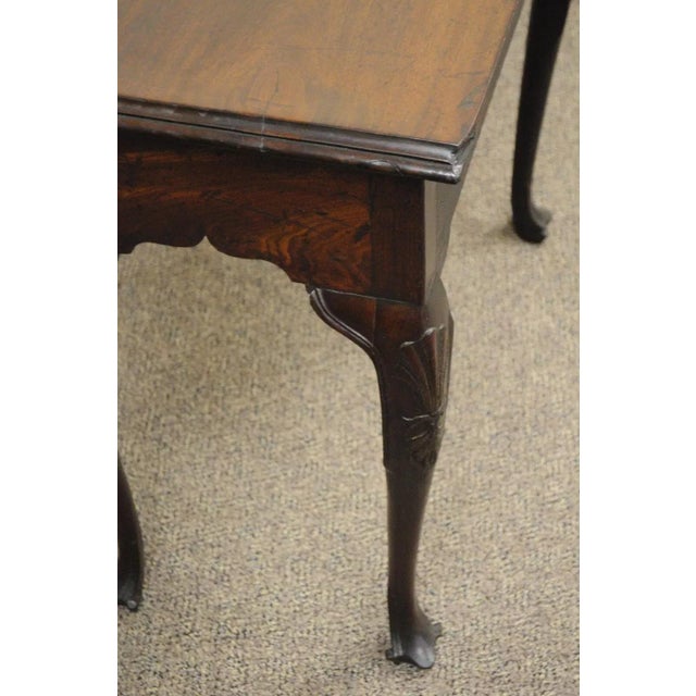 Antique English Georgian Queen Anne Shell Carved Mahogany Console Hall Table For Sale In Philadelphia - Image 6 of 12