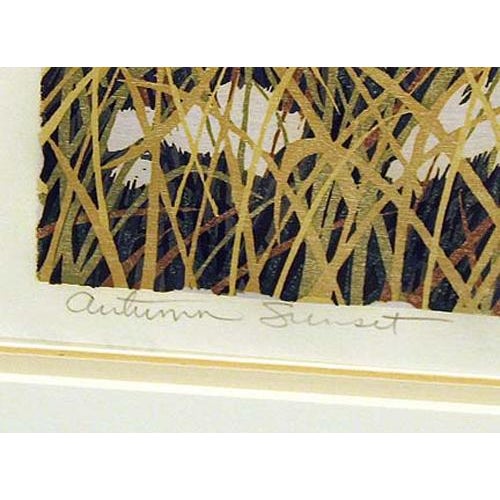 Gordon Mortensen "Autumn Sunset" Signed Woodcut Reduction Art Submit Best Offer! For Sale - Image 4 of 5