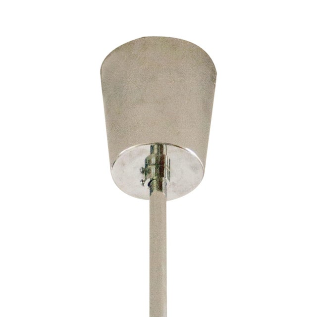 Italian Chromed Wood Glass Ceiling Lamp, Italy, 1970s For Sale - Image 4 of 6