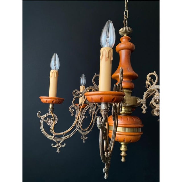 Large Wood Chandelier, 1960s For Sale - Image 3 of 11