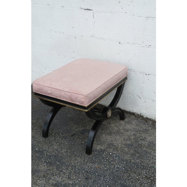 Hollywood Regency Painted Vanity Ottoman Footstool 6124 For Sale - Image 4 of 12