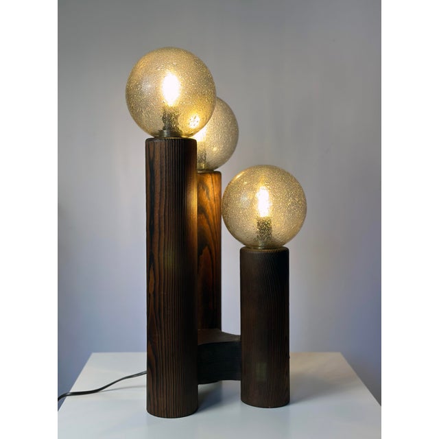 Vintage Model 19 Table Lamp in Wood and Hand-Blown Glass from Temde Leuchten, 1970s For Sale - Image 9 of 9