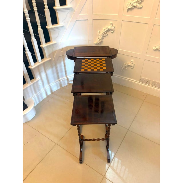 Antique Regency Rosewood Nest of Four Tables with Integrated Chess Table, 1830, Set of 4 For Sale - Image 14 of 18