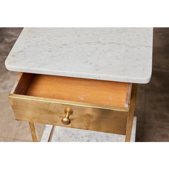 Art Deco French Marble and Brass Night Stand For Sale - Image 3 of 6